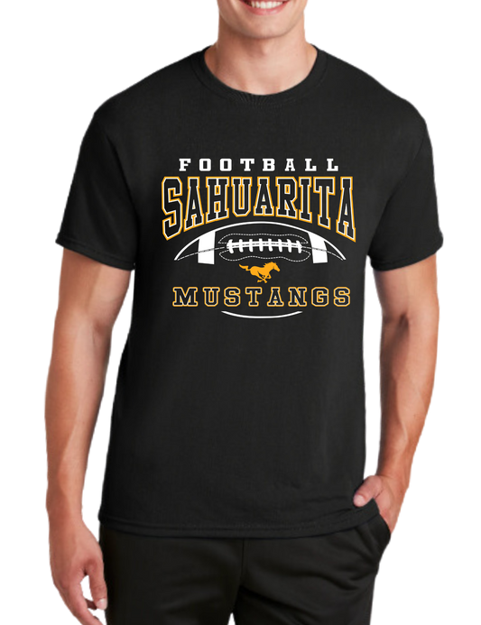 Sahuarita Mustangs Football 2024 Design #2 Cotton T-Shirt or Performance Dri-fit T-shirt in Royal Blue or Black