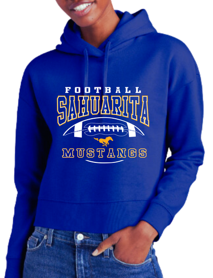 Sahuarita Mustang Football 2024 Design #2 Unisex Hoodie or Women's Cropped Hoodie Royal Blue or Black