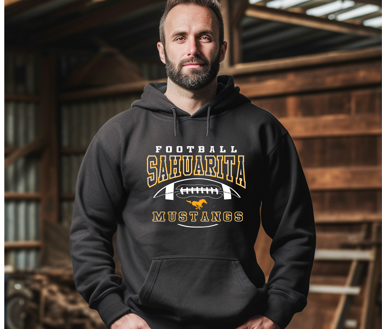 Sahuarita Mustang Football 2024 Design #2 Unisex Hoodie or Women's Cropped Hoodie Royal Blue or Black