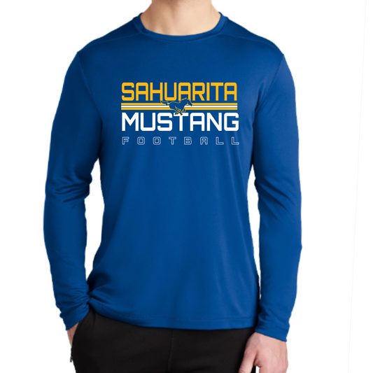 Sahuarita Mustangs Football 2024 Design #3 Cotton T-Shirt or Performance Dri-fit T-shirt in Royal Blue or Black