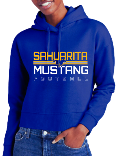 Sahuarita Mustangs Football 2024 Design #3 Unisex Hoodie or Women's Cropped Hoodie Royal Blue or Black