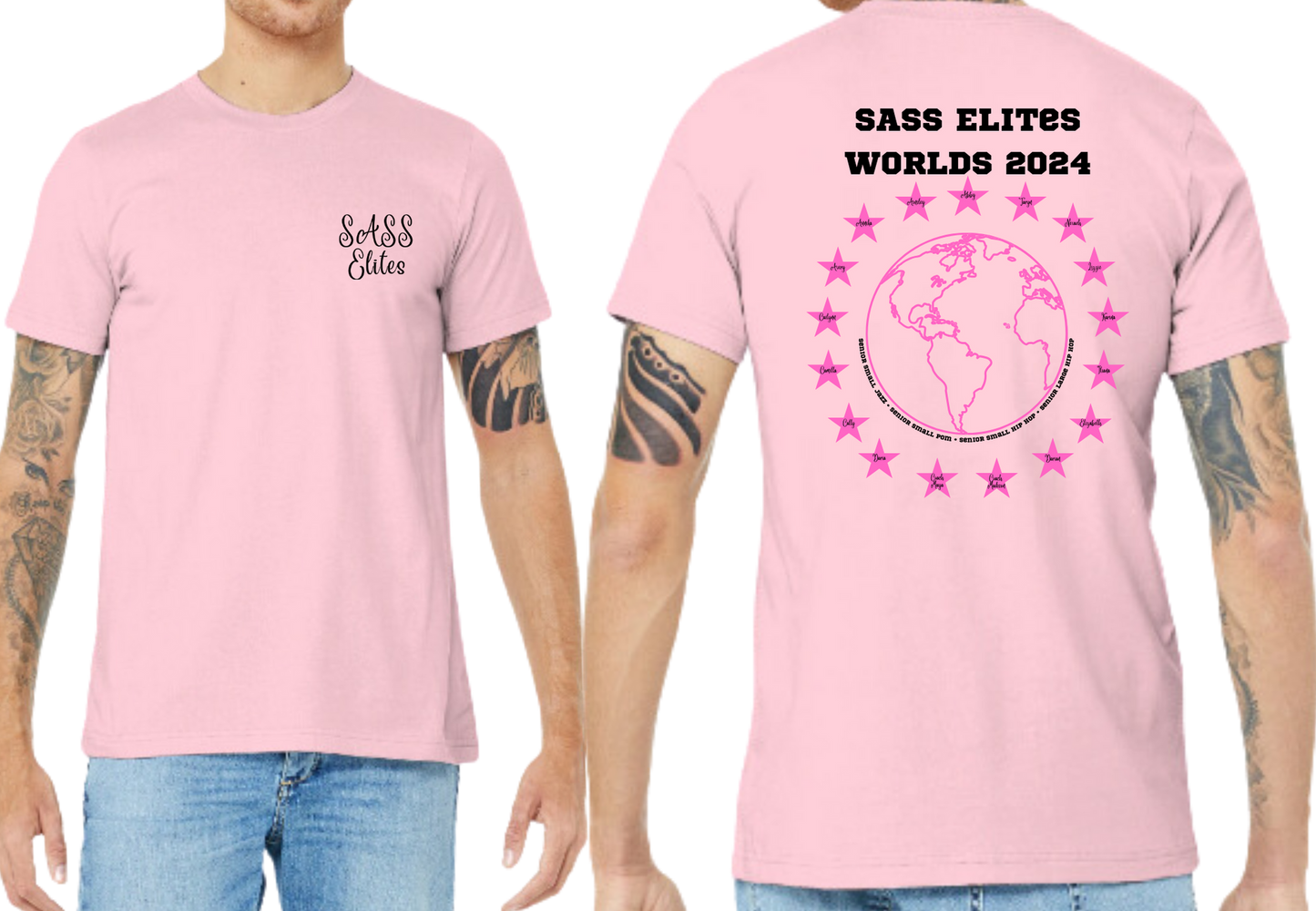 SASS Elites Worlds 2024 Official Team/Fan Shirt Bella Canvas Pink