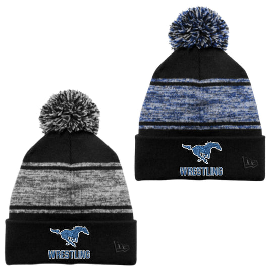 Sahuarita Wrestling Embroidered New Era Sideline Pom Beanie