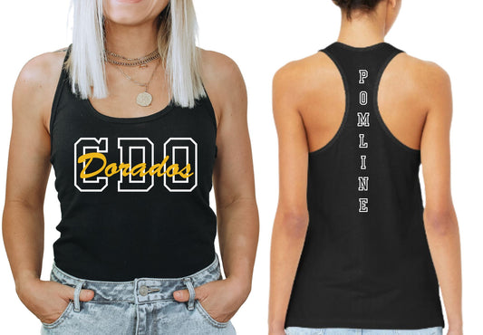 CDO Dorado Black Bella Canvas Tank with Pomline on back