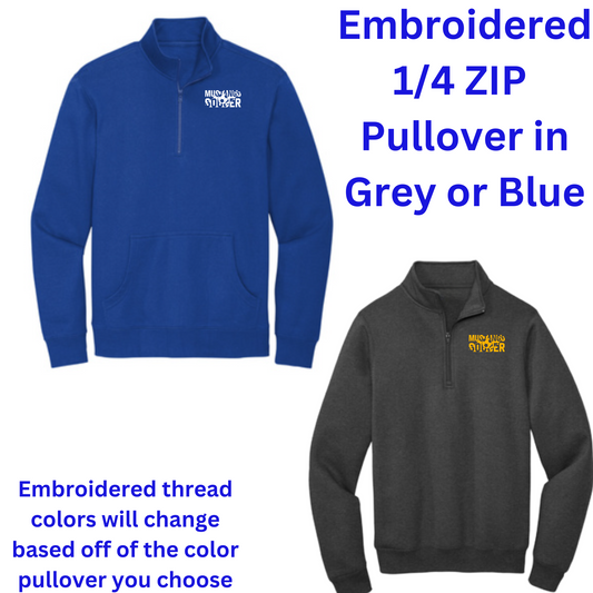 Sahuarita Mustangs Soccer 1/4 Zip Fleece Sweater Embroidered Blue, Black, or Grey