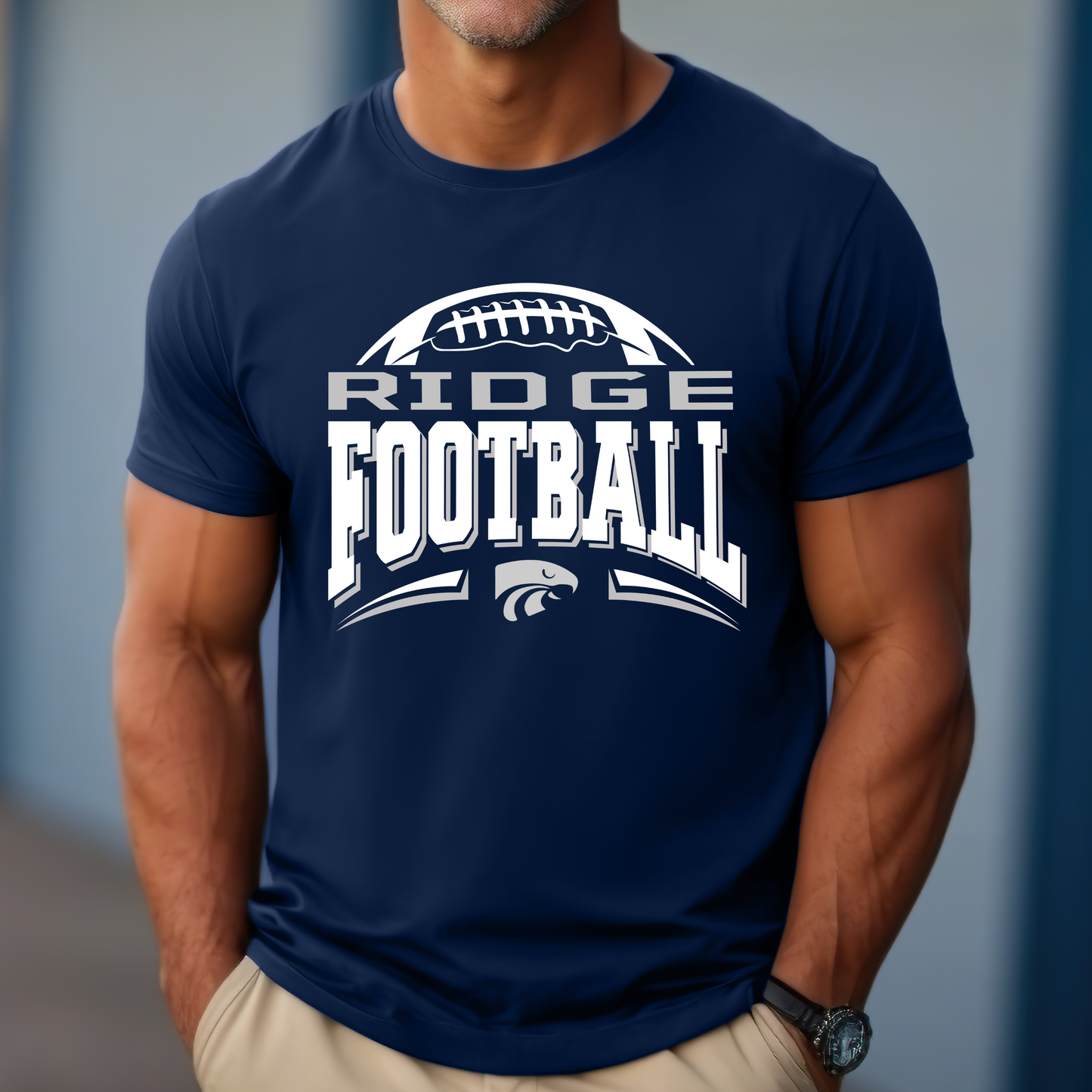 Ironwood Ridge Football Design #1 Navy or Grey Cotton T-shirt, Dri-Fit T-Shirt, Tanktop