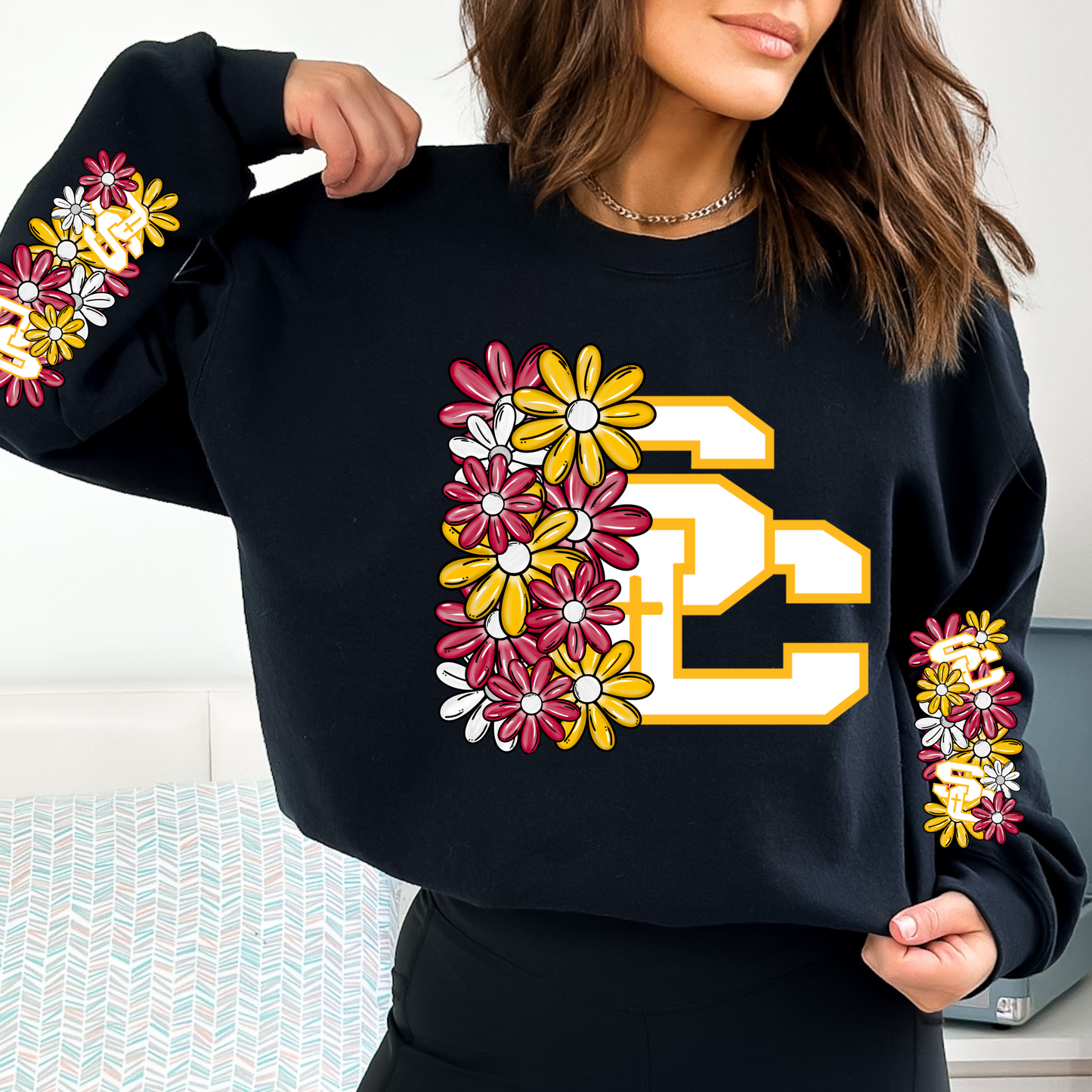 Salpointe Lancers Floral School Spirit Longsleeve T-Shirt, Crewneck or Hoodie with sleeve designs