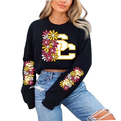 Salpointe Lancers Floral School Spirit Longsleeve T-Shirt, Crewneck or Hoodie with sleeve designs