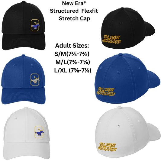 Sahuarita Mustangs Wrestling 2025 State Champions Embroidered Fitted New Era Ballcap Front and Back design