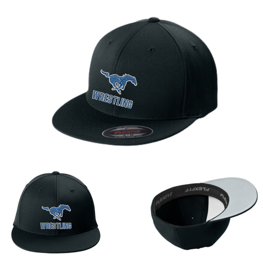 Sahuarita Mustangs Wrestling Embroidered Flex Fit Flat Bill Hat