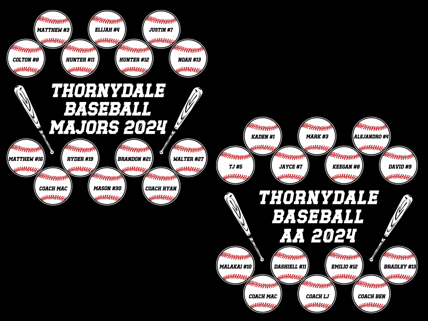 Thornydale Little League Majors and AA Baseball Diamondbacks Fan Sport-tek Dri Fit Performance Shirts