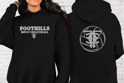 Catalina Foothills Boys Volleyball Hoodie or Crewneck in Blue or Black Front and Back Design