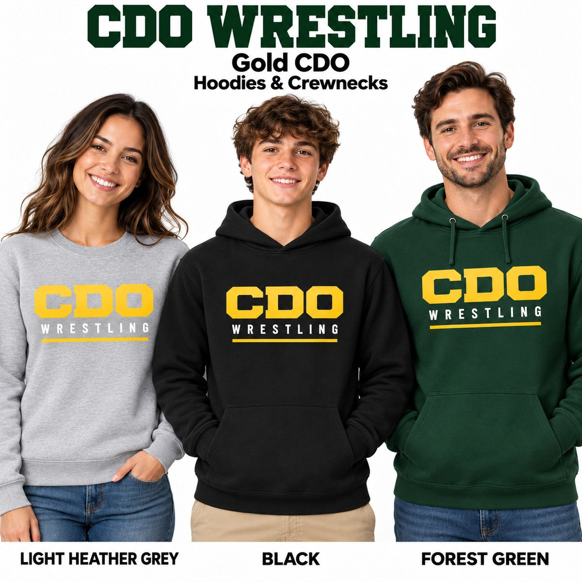 Gold CDO Wrestling hoodie and crewneck preview