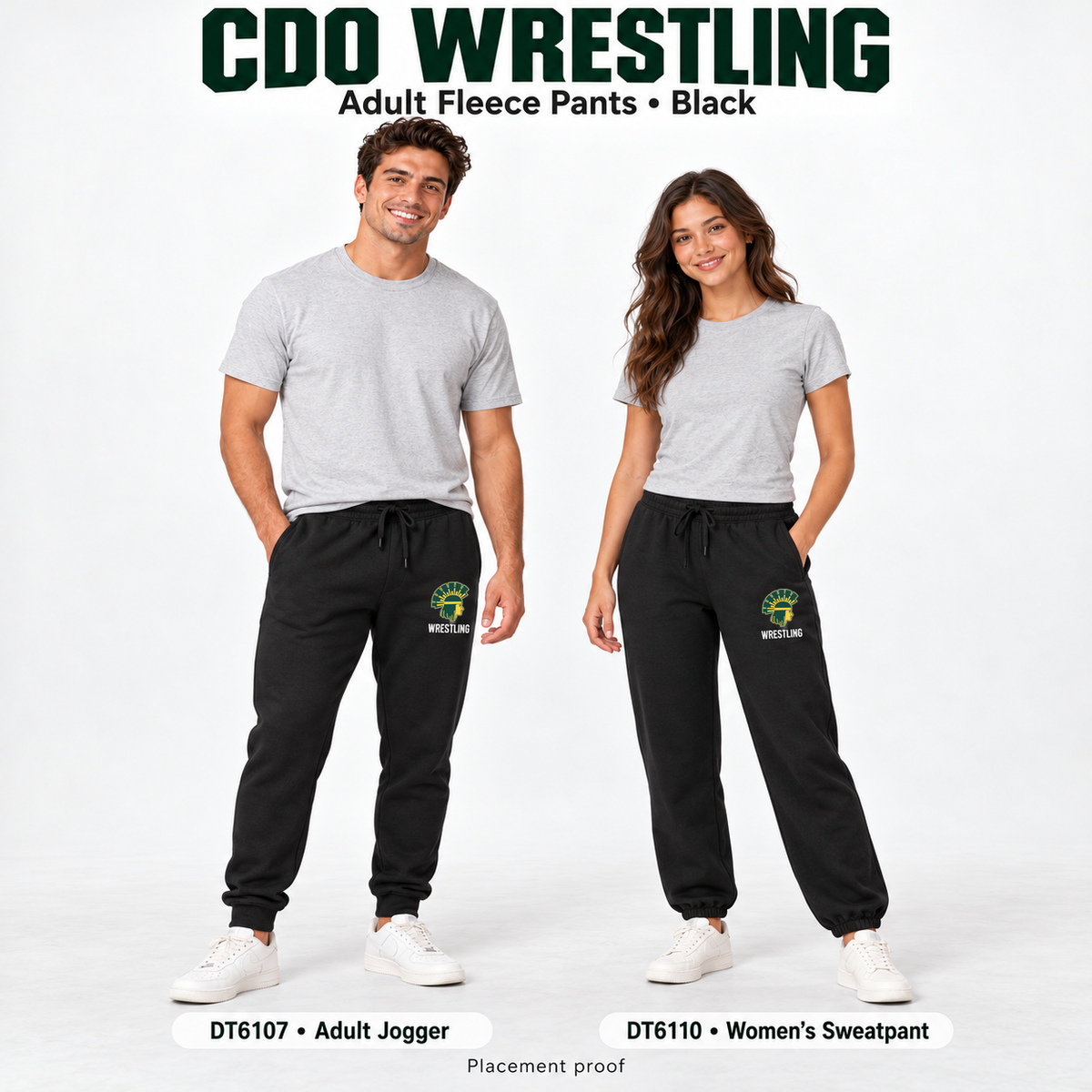 CDO Wrestling adult jogger and women's sweatpant in black