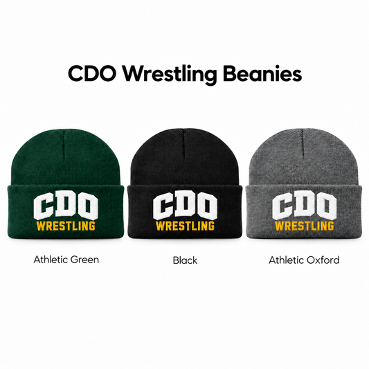 CDO Wrestling embroidered beanie in Athletic Green, Black and Athletic Oxford