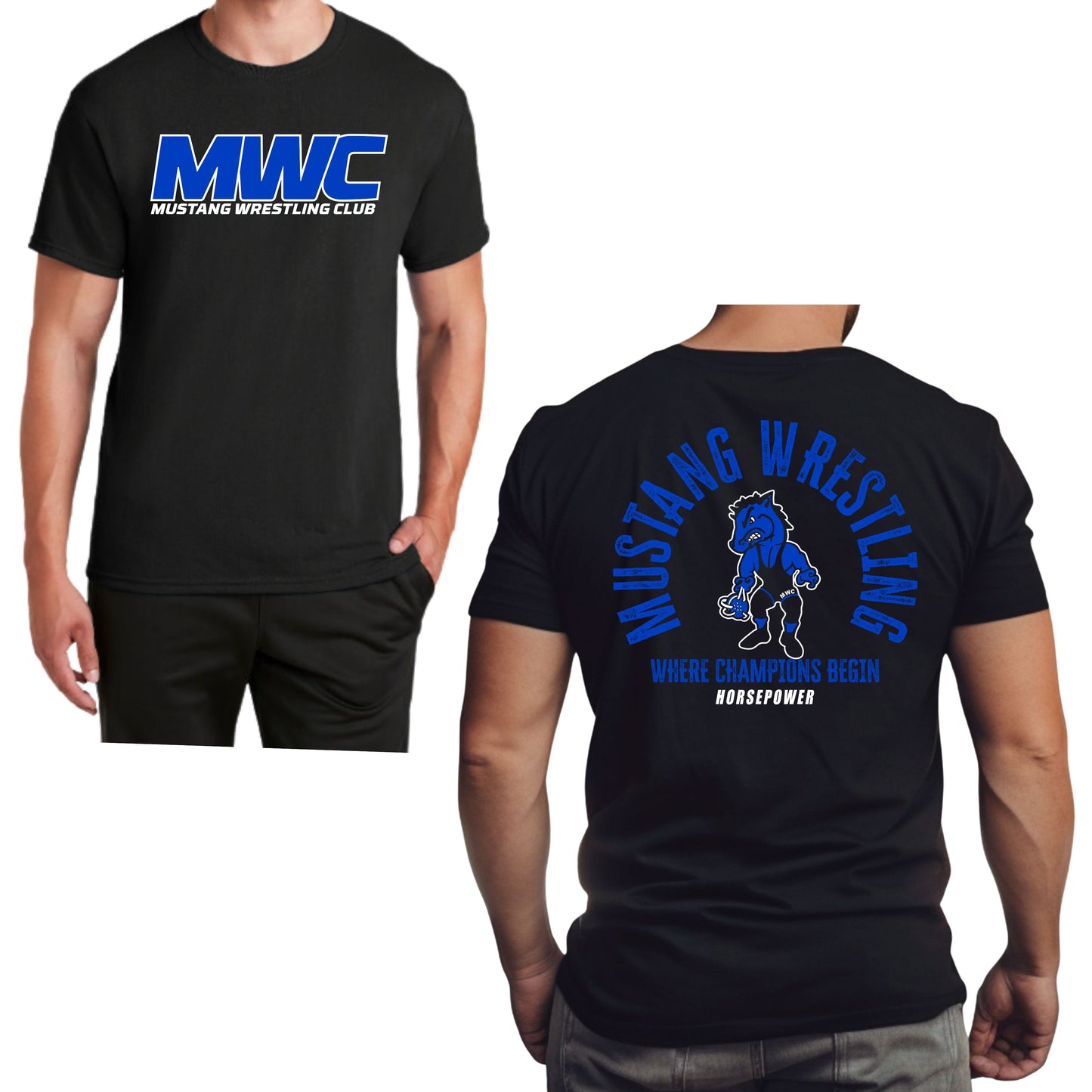 Sahuarita Mustangs Wrestling Club Cotton or Sport-tek Drifit T-Shirt Unisex, Women's, & Youth Sizes
