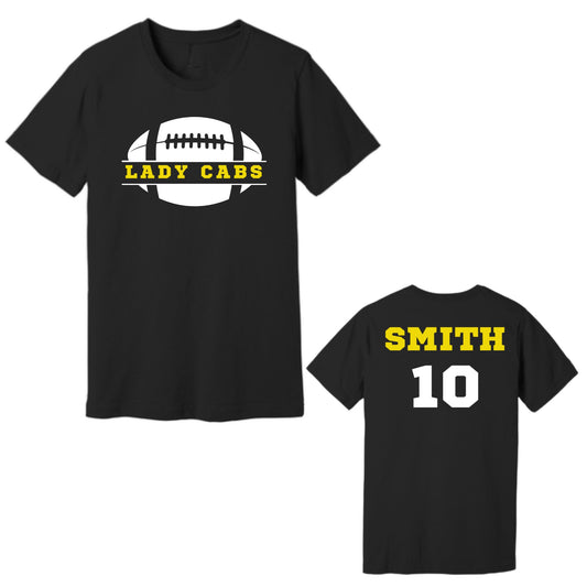 Flowing Wells Flag Football Custom Bella Canvas Cotton T-shirt Women's or Unisex with Name and # on back