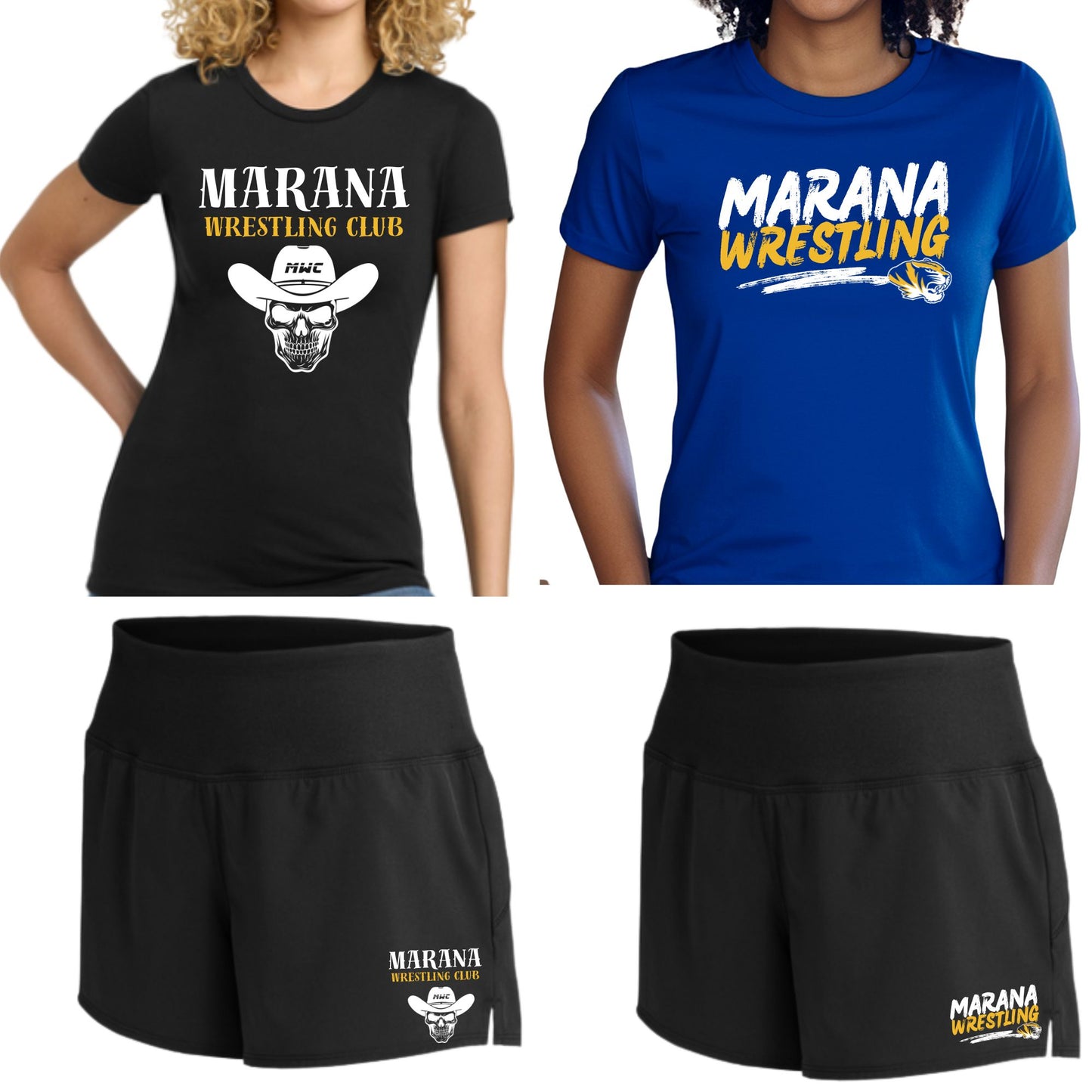 Marana Tigers Wrestling Package Coaches and Wrestlers Only 2 Shirts and 2 Shorts Womans Cut Shorts
