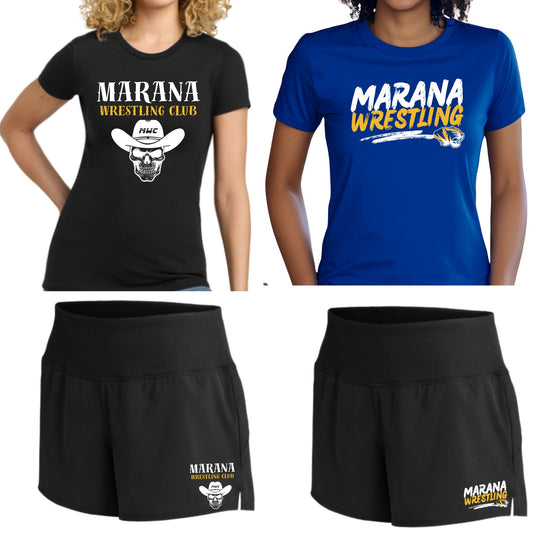 Marana Tigers Wrestling Package Coaches and Wrestlers Only 2 Shirts and 2 Shorts Womans Cut Shorts