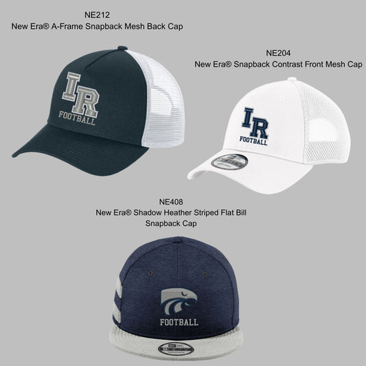 Ironwood Ridge Football Embroidered New Era Snapback Ballcap in Navy/Grey, Navy/White, or White