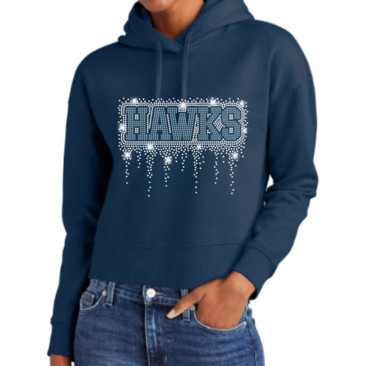 The Gregory School HAWKS 2 Rhinestone Hoodie, Crewneck, Women's Cropped Hoodie, or T-Shirt
