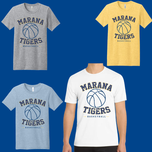 Marana Tigers Basketball Heather Unisex & Women's Cotton or Unisex Dri-Fit T-shirt Vintage Style Design #4
