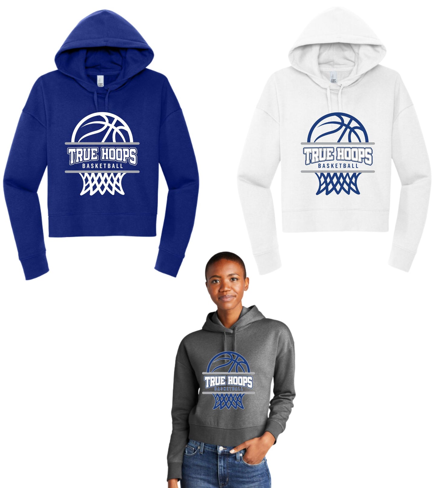 TRUE HOOPS BASKETBALL Women's Cropped Hoodie